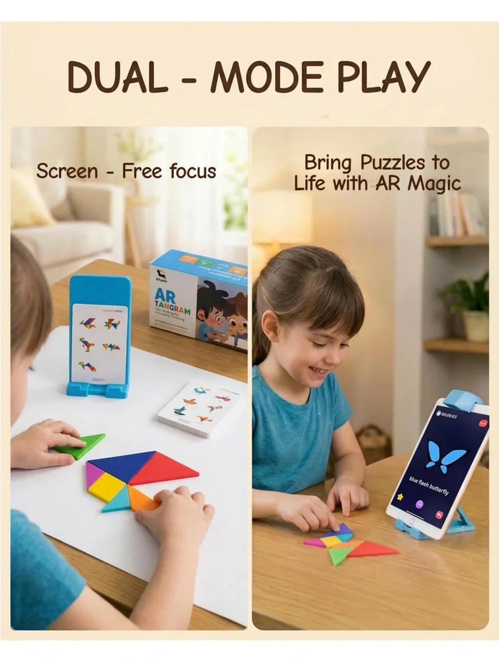 STEM Toys for Kids Ages 4-6, AR Tangram Puzzles with 1000+ Combinations  nwt
